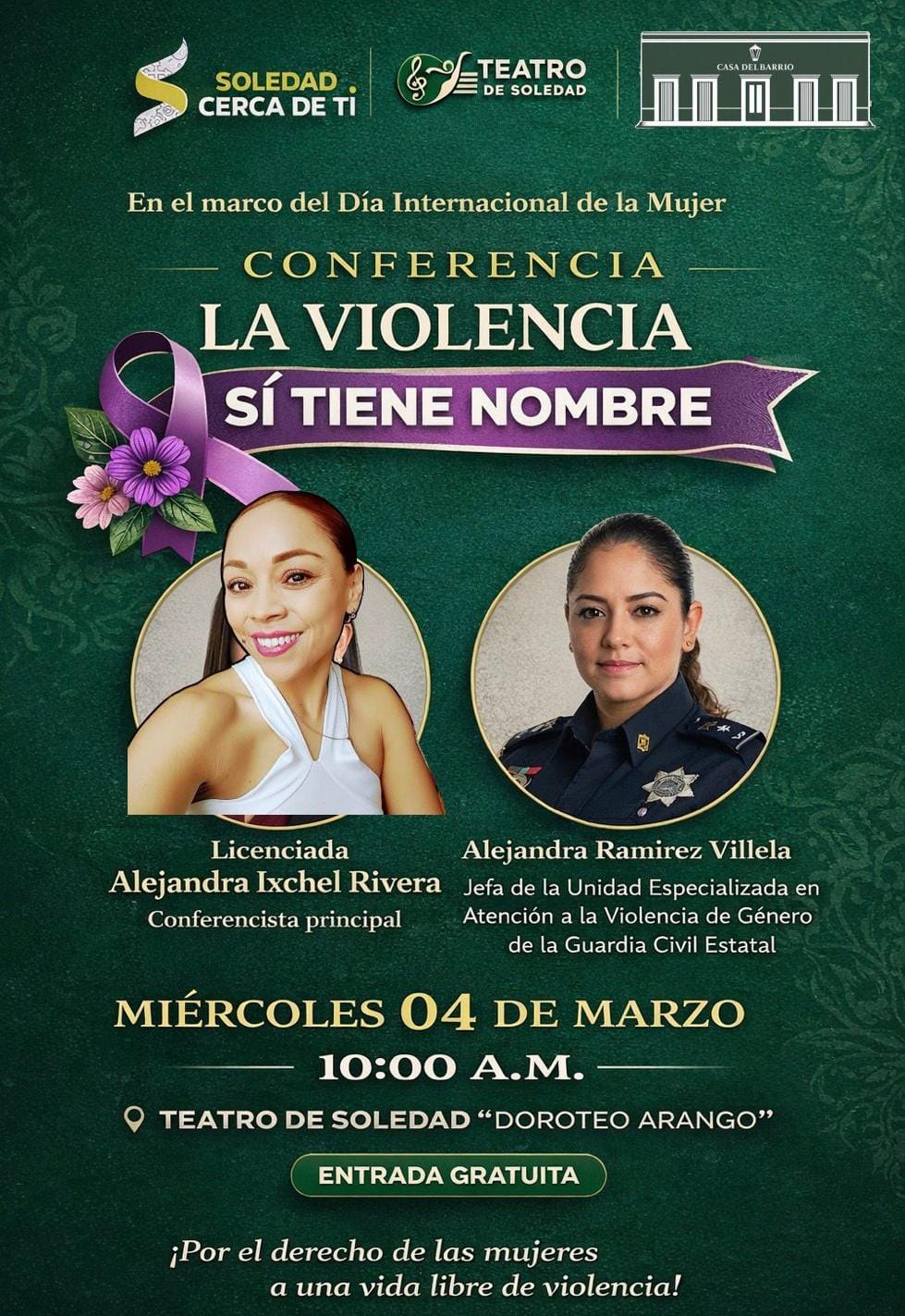 EN EL MARCO DEL 8M, TEATRO DE SOLEDAD INVITA A PRESENCIAR CONFERENCIA «LA VIOLENCIA SÍ TIENE NOMBRE» 