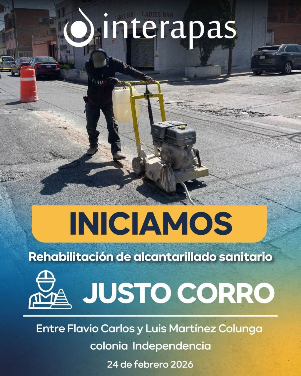 Interapas inicia rehabilitación sanitaria integral en Justo&nbsp;Corro