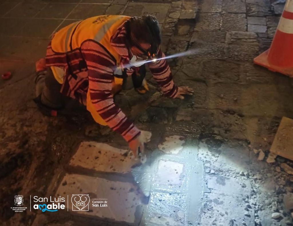 Gobierno de San Luis Capital trabaja de noche en el mantenimiento del Centro&nbsp;Histórico