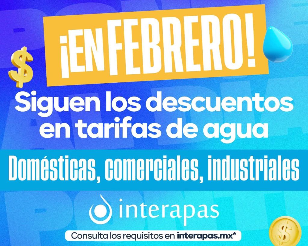 Descuentos de adeudos de agua con INTERAPAS continúan en&nbsp;febrero