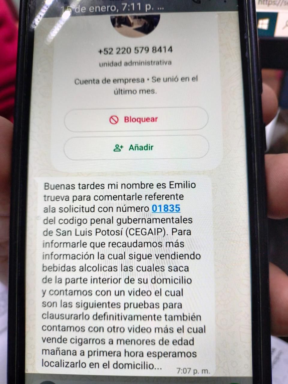 Gobierno Municipal alerta sobre mensajes de extorsión a comerciantes en San Luis&nbsp;Potosí