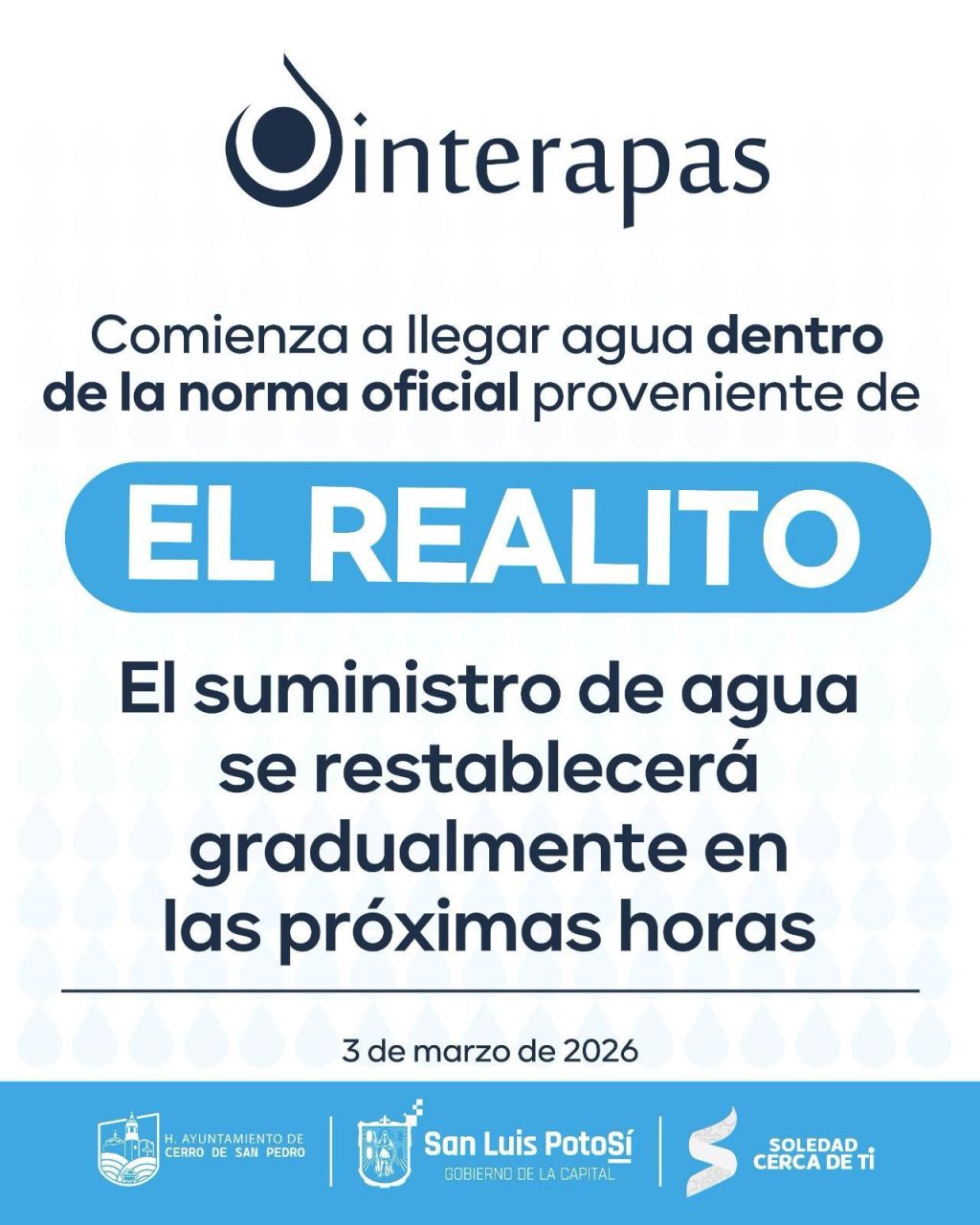 Agua de El Realito ya cumple con la norma de calidad:&nbsp;Interapas