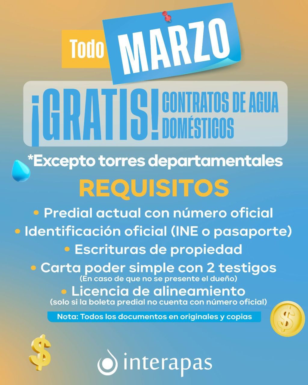 INTERAPAS mantiene contratos de agua sin costo para tomas&nbsp;domésticas