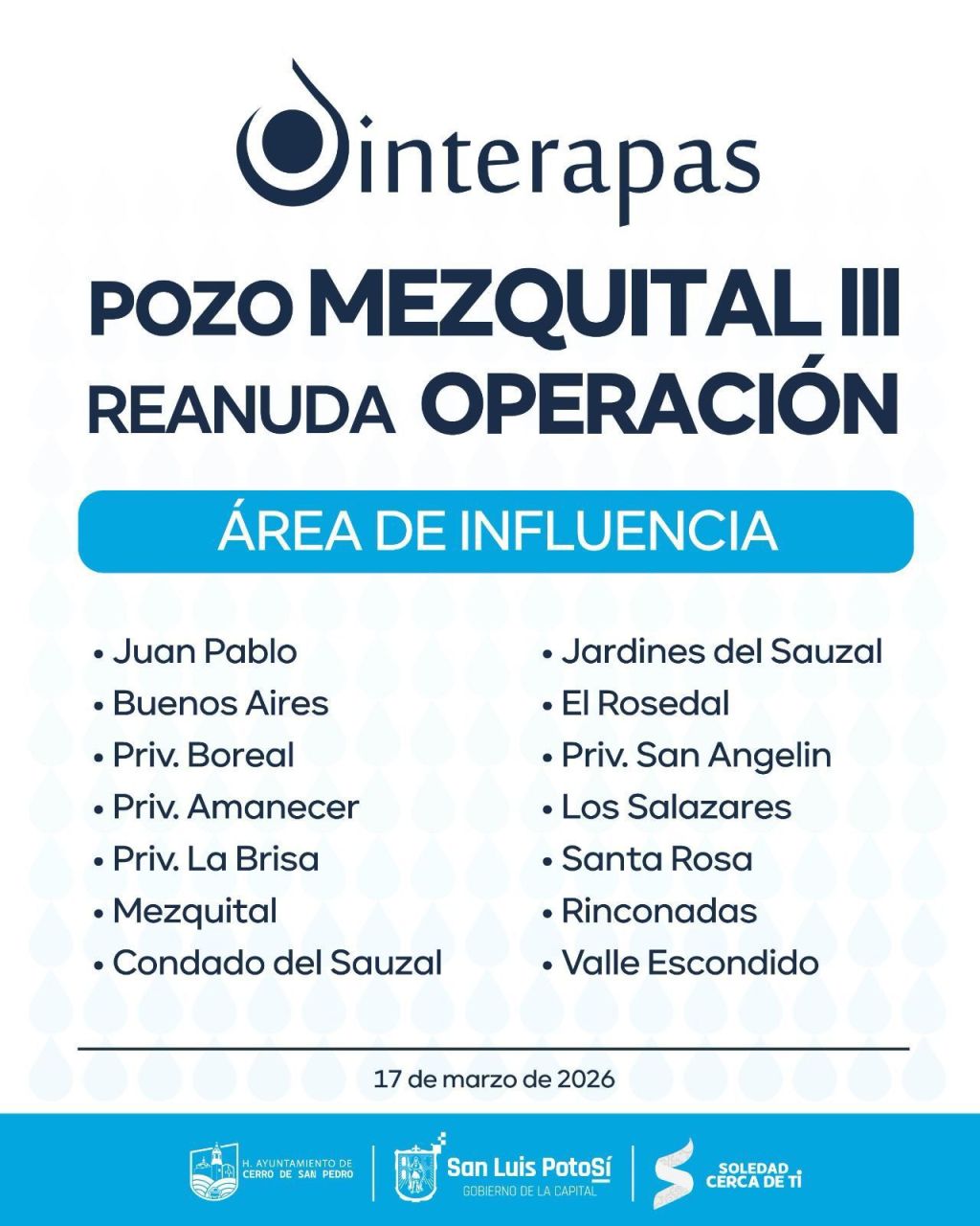 Ingenieros de Interapas reactivan pozo Mezquital&nbsp;lll