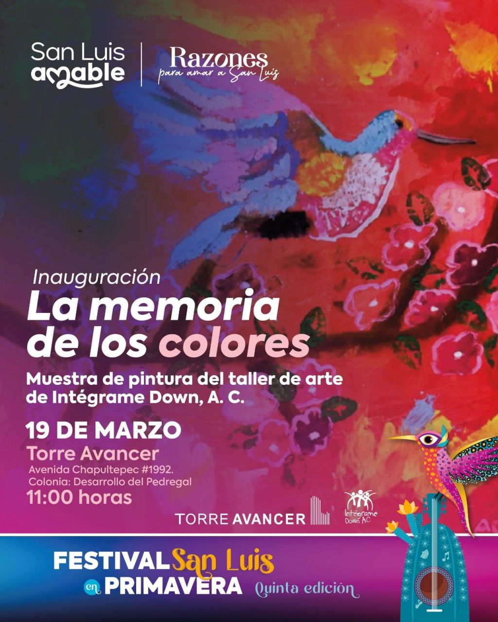 “LA MEMORIA DE LOS COLORES” DEL Taller de arte para jóvenes de Intégrame Down, A. C. SERÁ PRESENTADA EN TORRE&nbsp;AVANCER
