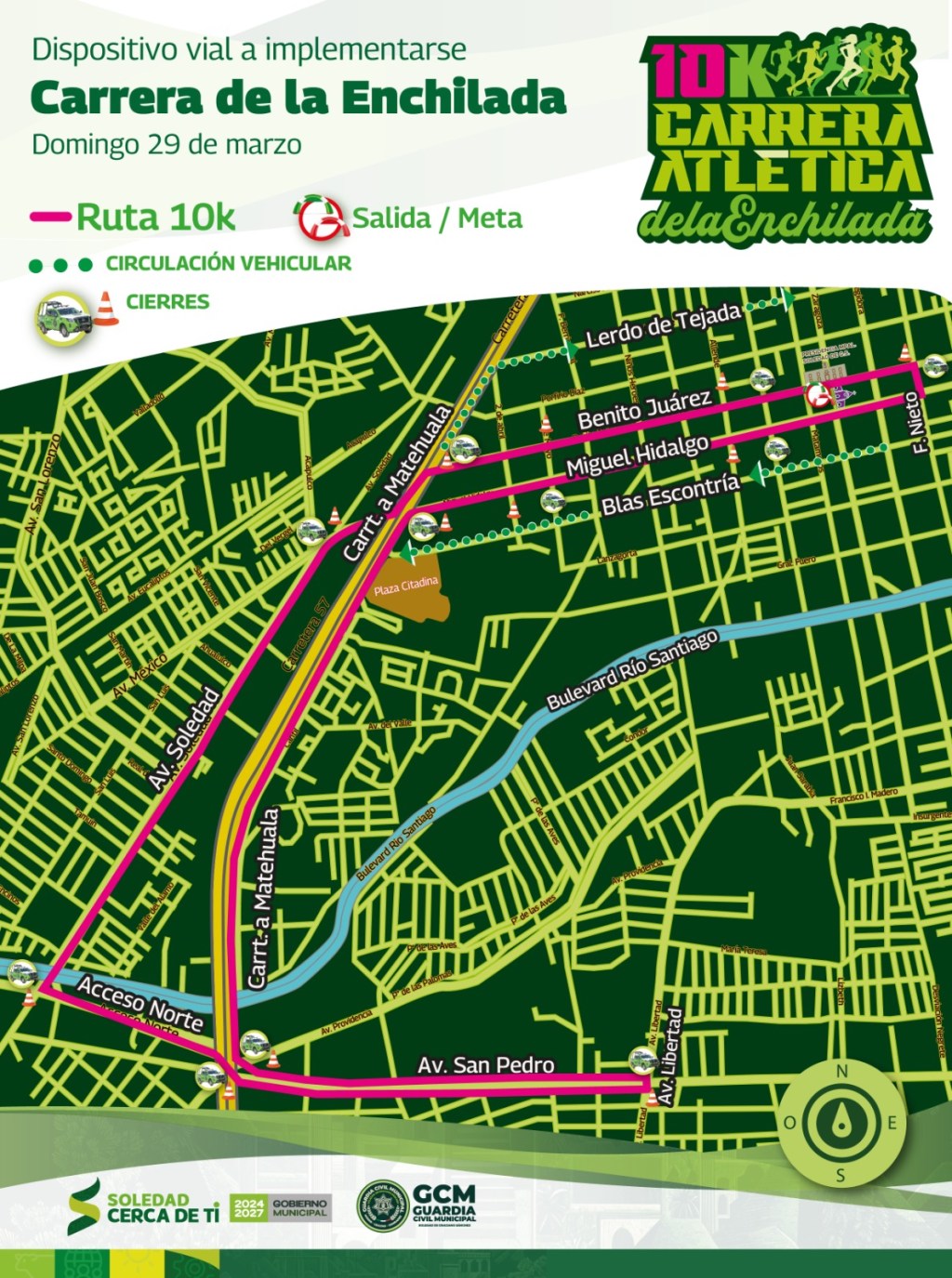 SEGURIDAD VIAL DE SOLEDAD DESPLEGARÁ DISPOSITIVO POR CARRERA ATLÉTICA DE LA ENCHILADA 2026