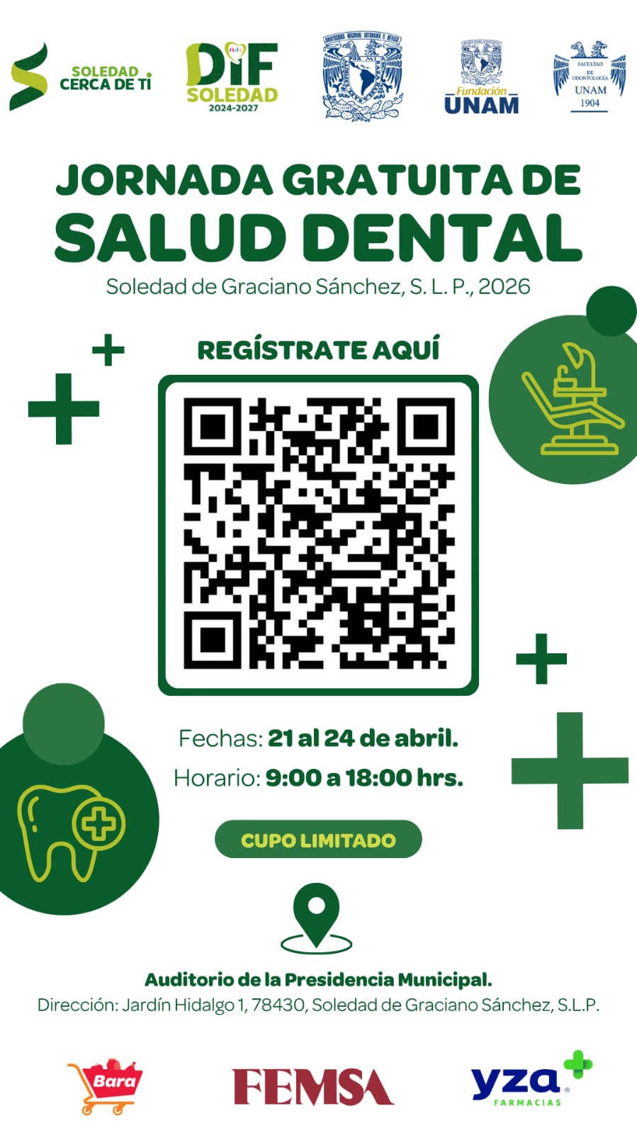 SOLEDAD DE GRACIANO SÁNCHEZ RECIBE JORNADA DE SALUD BUCAL GRATUITA, DEL 20 AL 24 DE ABRIL