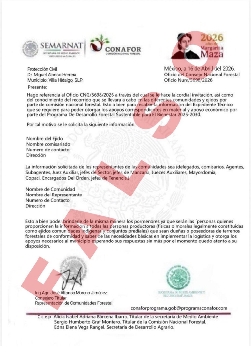 GOBIERNO ESTATAL ALERTA SOBRE FALSO OFICIO DIRIGIDO A&nbsp;AYUNTAMIENTOS