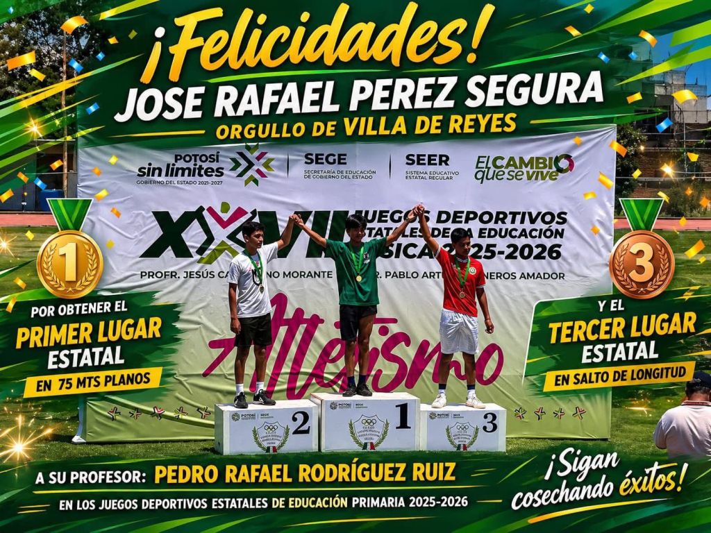 VILLA DE REYES CELEBRA A SUS CAMPEONES ESTATALES EN&nbsp;ATLETISMO