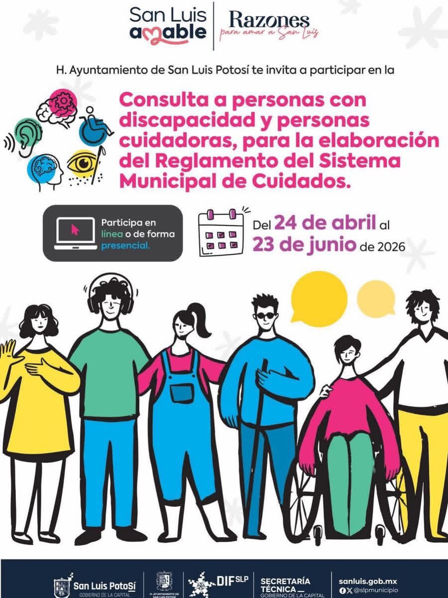 Invitan a población potosina a conformar el Reglamento del Sistema Municipal de&nbsp;Cuidados