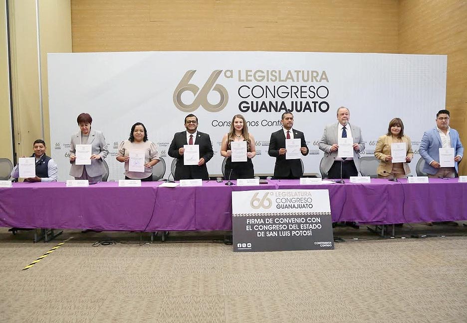 FIRMAN CONVENIO DE COLABORACIÓN CONGRESO DEL ESTADO DE SAN LUIS POTOSÍ Y CONGRESO DEL ESTADO DE&nbsp;GUANAJUATO