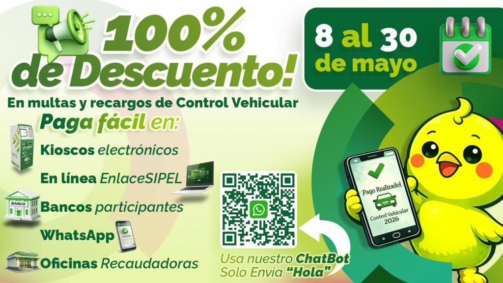 ESTADO BRINDA 100 POR CIENTO DE DESCUENTO EN MULTAS Y RECARGOS DE CONTROL&nbsp;VEHICULAR