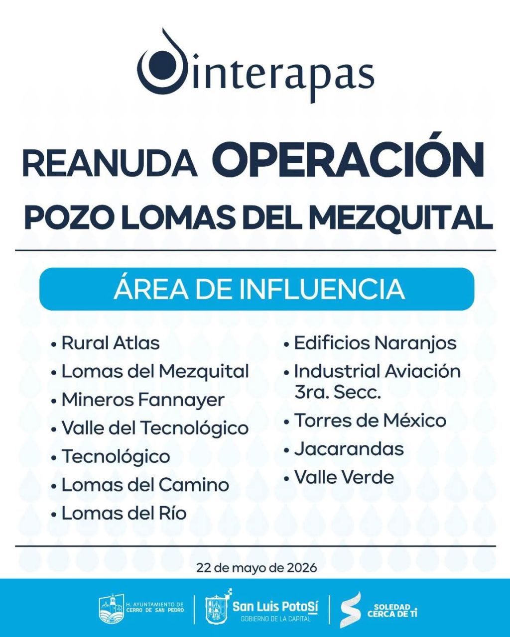 Interapas reactiva pozo Lomas del Mezquital al norte de la ciudad
