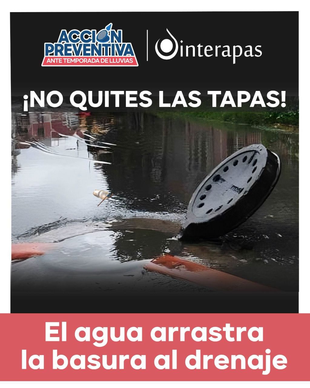 Ante pronostico de próximas lluvias, Interapas llama a reforzar acciones preventivas