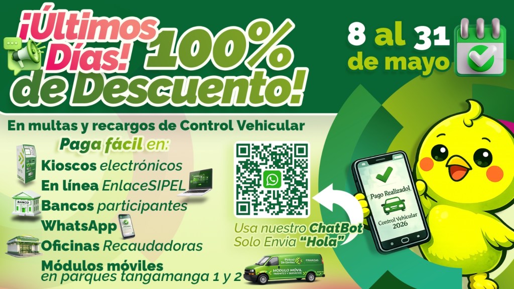 ÚLTIMOS DÍAS DEL 100 POR CIENTO DE DESCUENTO EN MULTAS Y RECARGOS DEL CONTROL&nbsp;VEHÍCULAR
