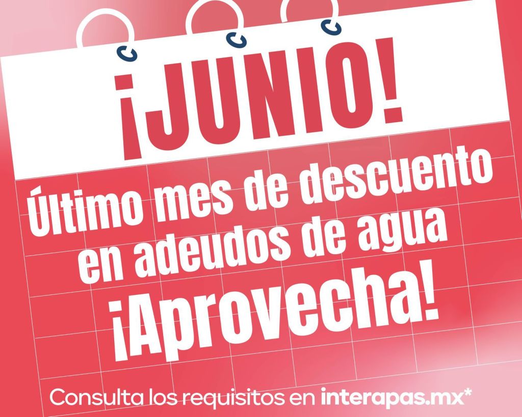 Último mes para regularizar adeudos con descuentos en&nbsp;INTERAPAS