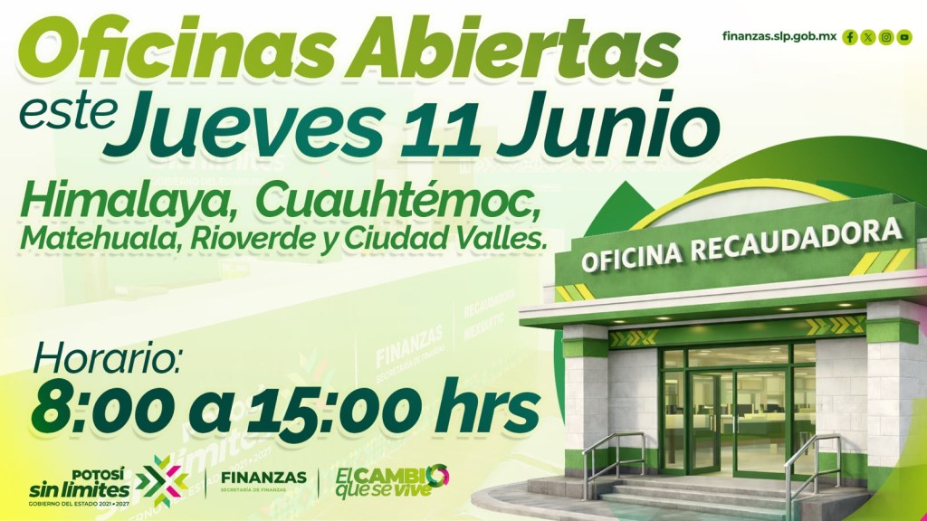 GOBIERNO ESTATAL DEFINE OFICINAS RECAUDADORAS QUE OPERARÁN ESTE 11 DE&nbsp;JUNIO