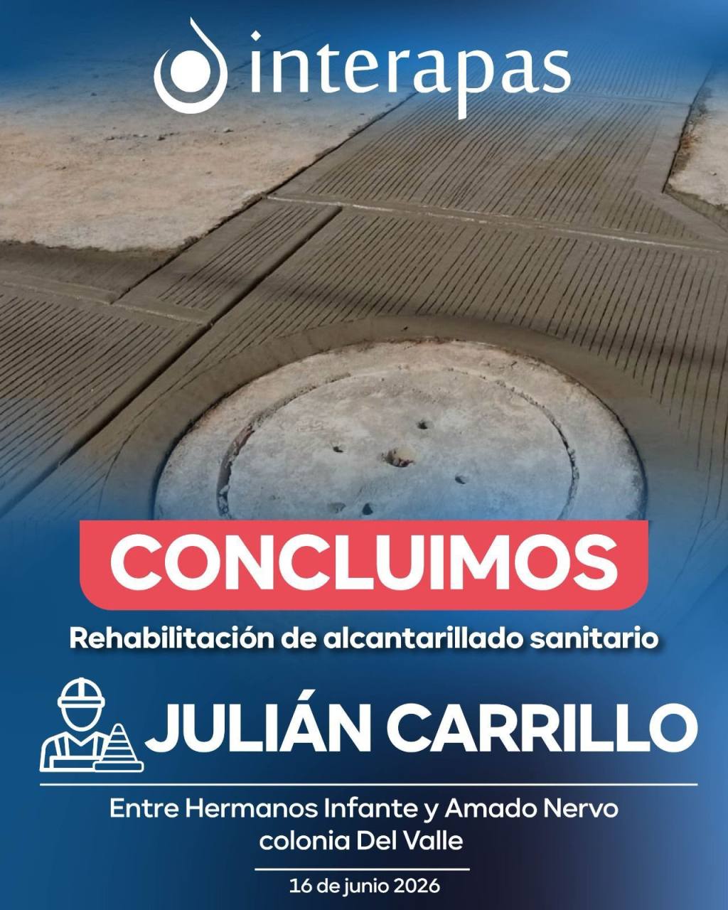 Interapas mejora infraestructura sanitaria en la colonia Del Valle