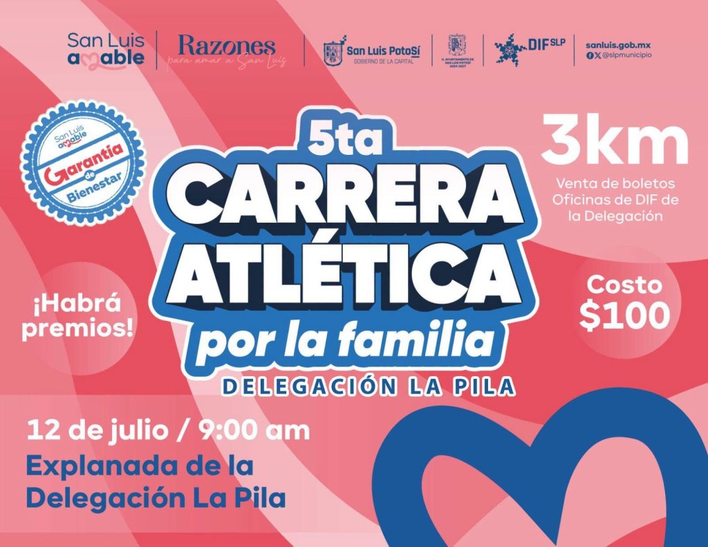 DIF Municipal invita a la gran Carrera Atlética por la Familia en la Delegación La&nbsp;Pila