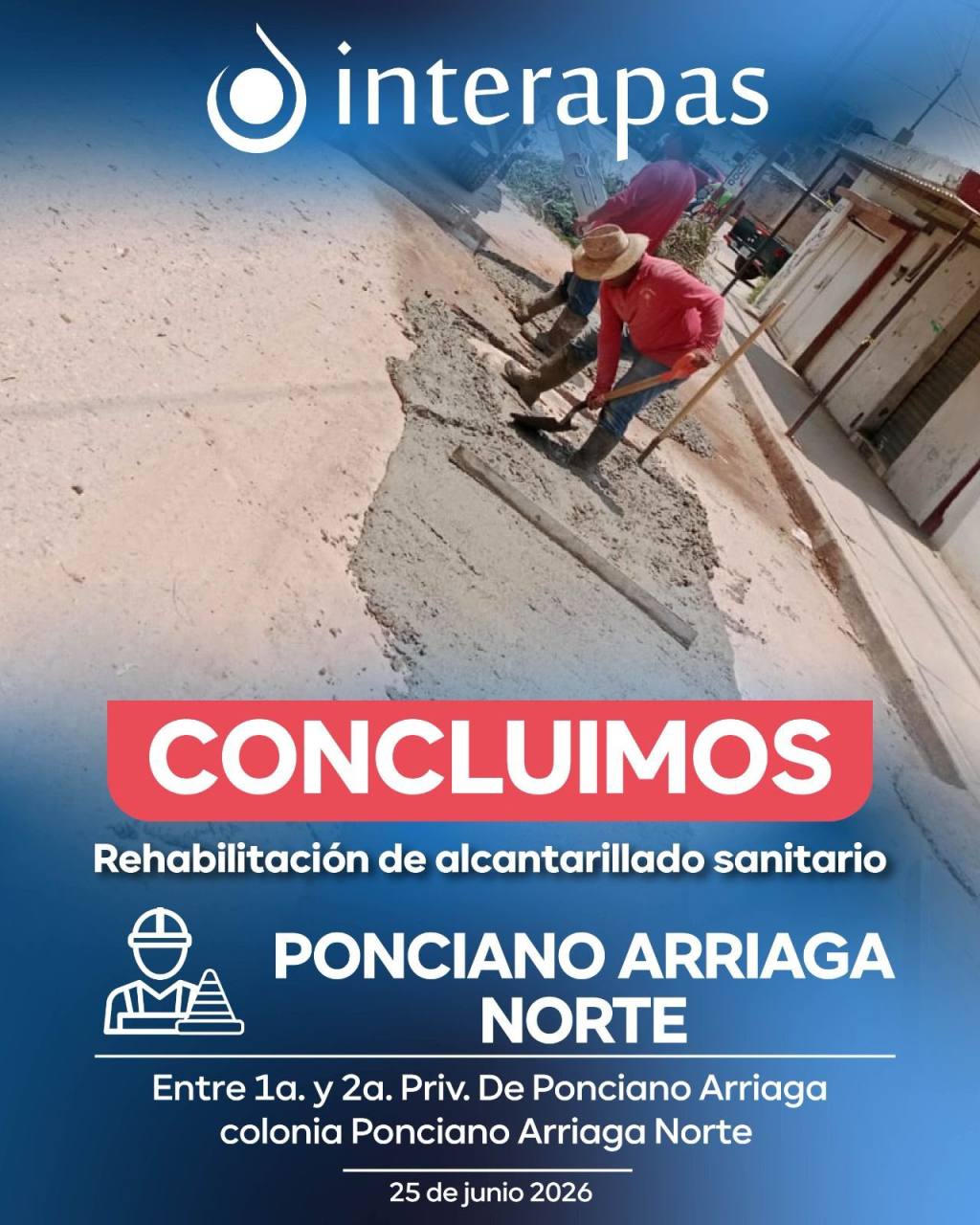 Obra de Interapas mejora condiciones sanitarias en Ponciano Arriaga&nbsp;Norte