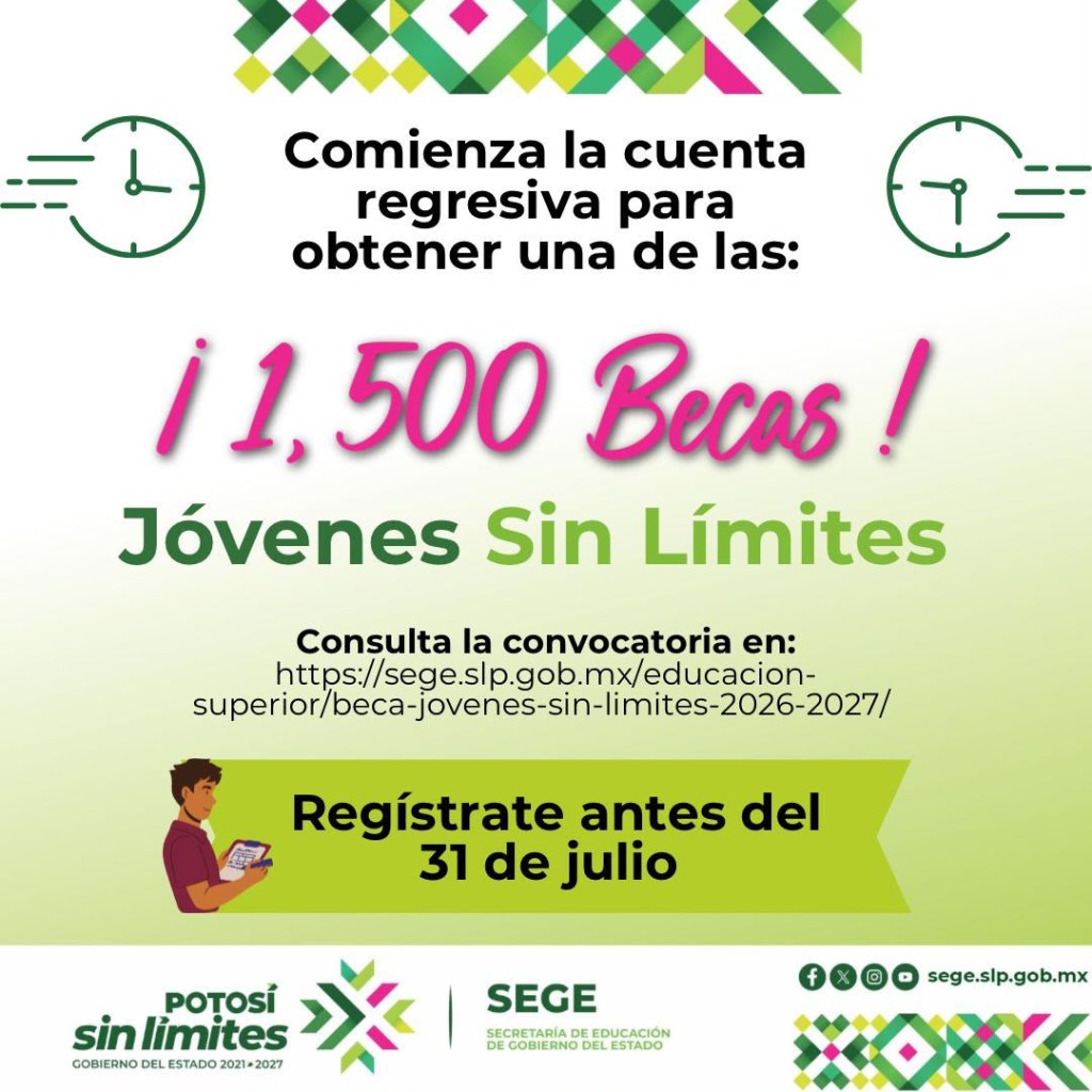 ÚLTIMOS DÍAS PARA SOLICITAR BECAS JÓVENES SIN LÍMITES