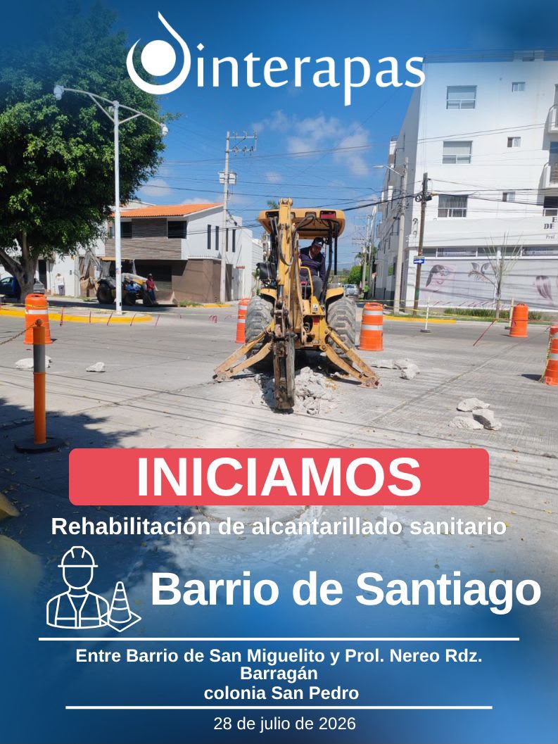 Interapas extiende la renovación sanitaria sobre la calle Barrio de Santiago