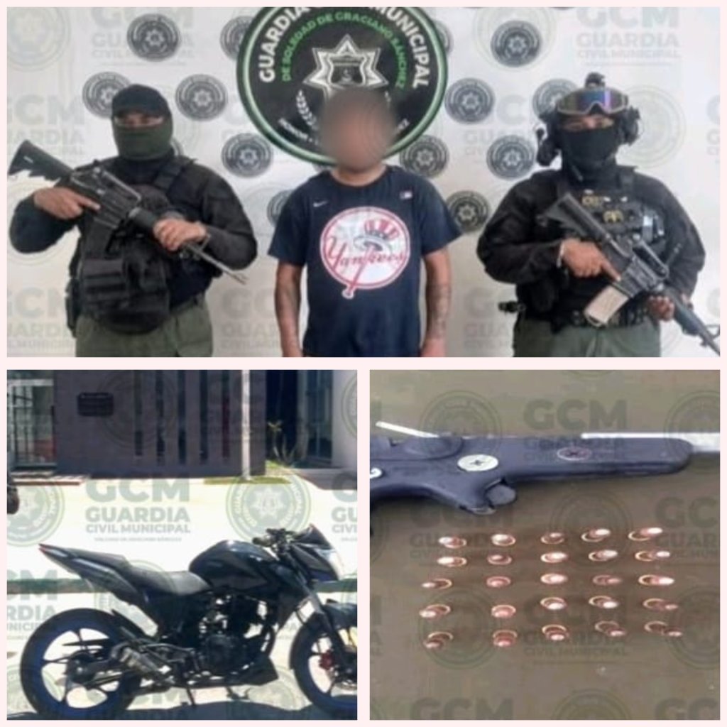 OBJETIVO DELINCUENCIAL FUE CAPTURADO EN COLONIA LA VIRGEN CON MOTOCICLETA ROBADA Y ARMA HECHIZA: GCM DE SOLEDAD