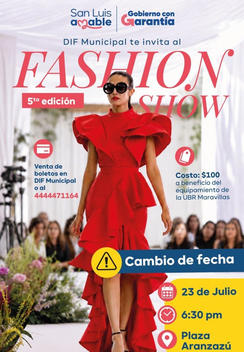 AVISO IMPORTANTE: DIF Municipal reprograma el Fashion Show con Causa para el jueves 23 de julio