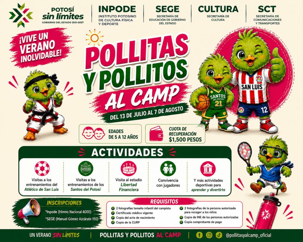 GOBIERNO ESTATAL INVITA AL CAMPAMENTO DE VERANO POLLITAS Y POLLITOS AL CAMP
