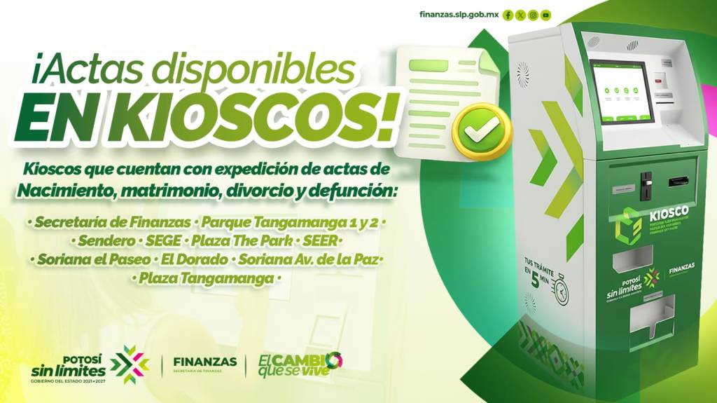 SECRETARÍA DE FINANZAS FACILITA ACTAS CIVILES EN KIOSCOS ELECTRÓNICOS