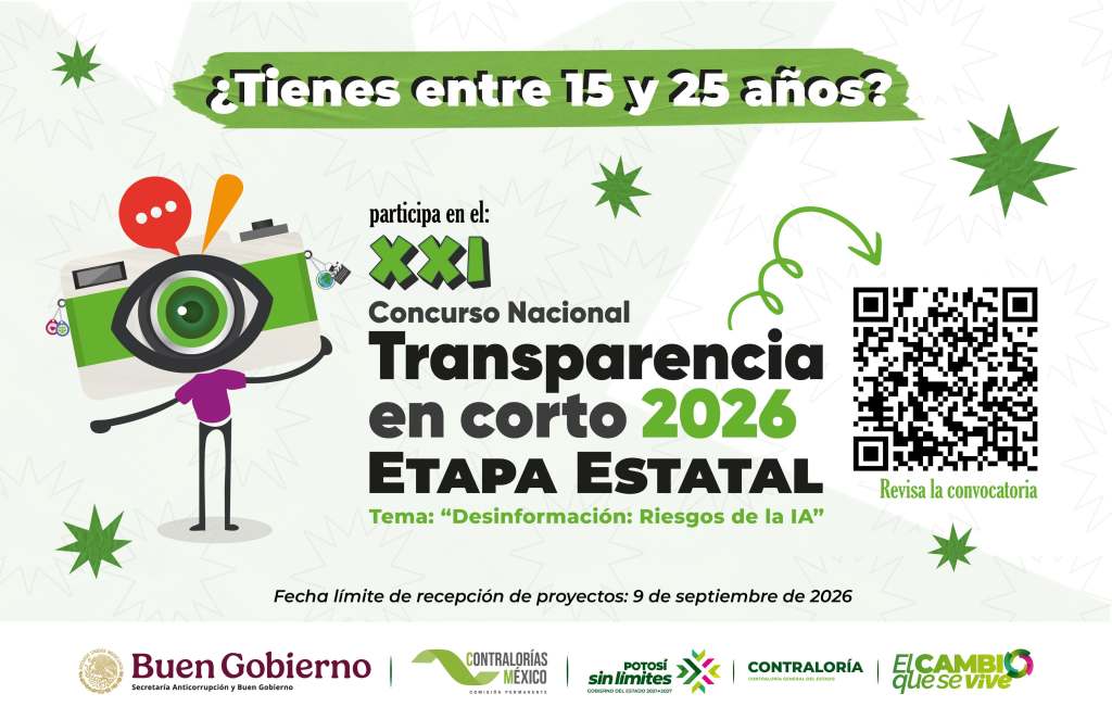 LLAMAN A JÓVENES POTOSINOS A PARTICIPAR EN CONCURSO NACIONAL DE TRANSPARENCIA