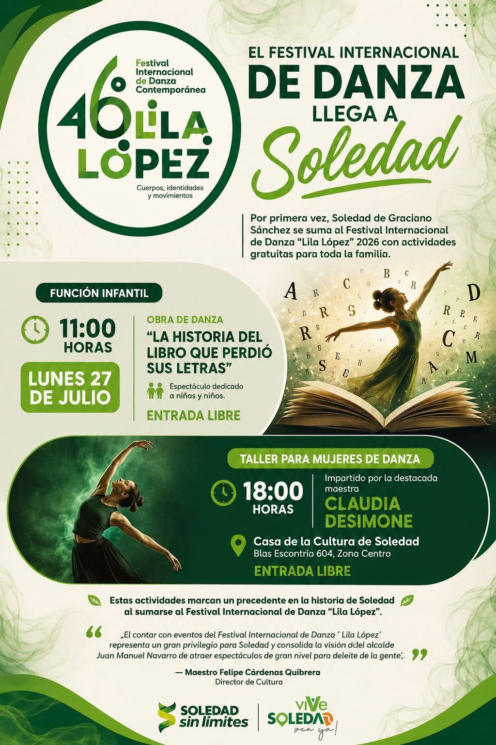 SOLEDAD DE G. S. SE SUMA AL FESTIVAL INTERNACIONAL DE DANZA CONTEMPORÁNEA LILA LÓPEZ