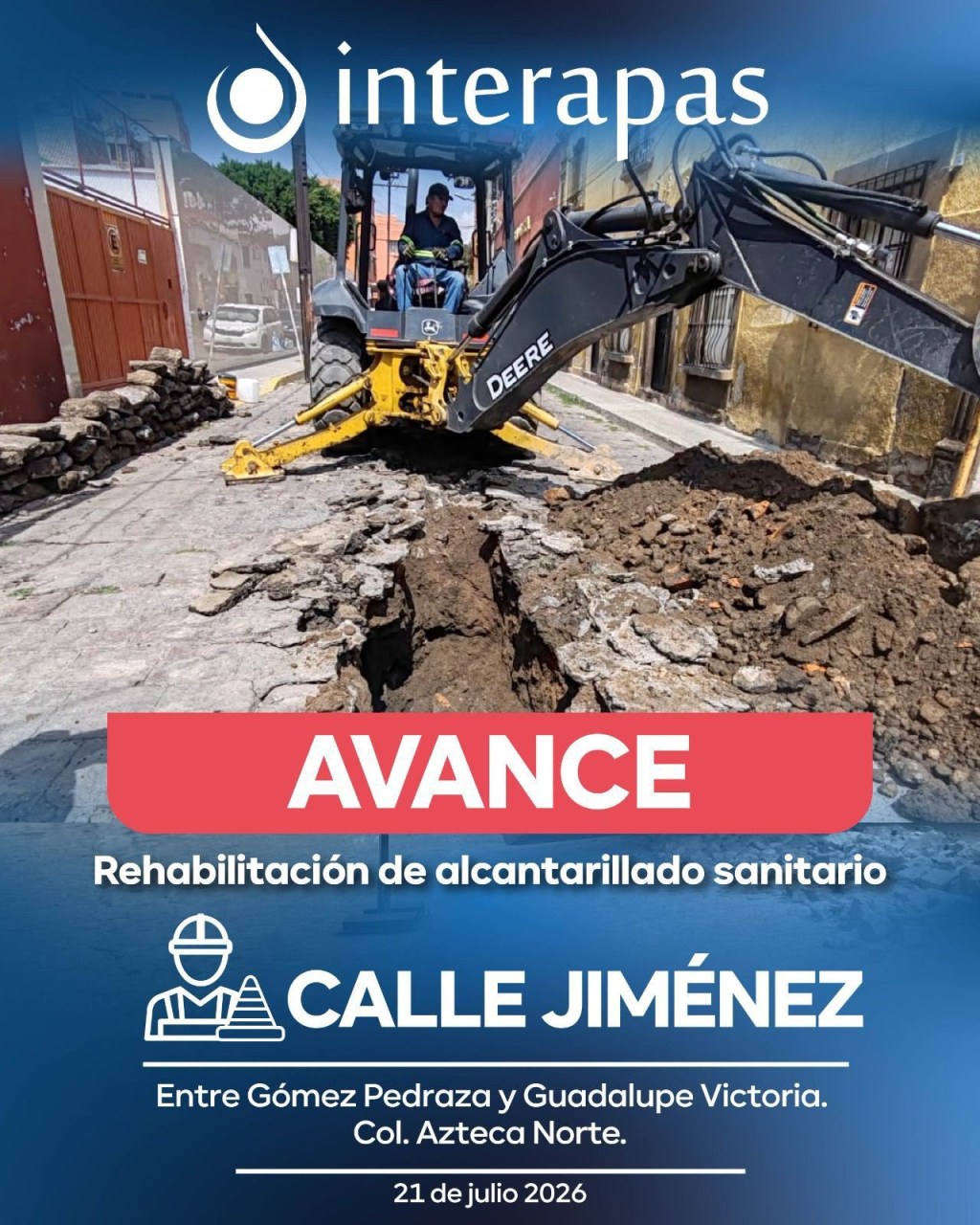 En su fase final, rehabilitación sanitaria de Interapas en la colonia Azteca Norte