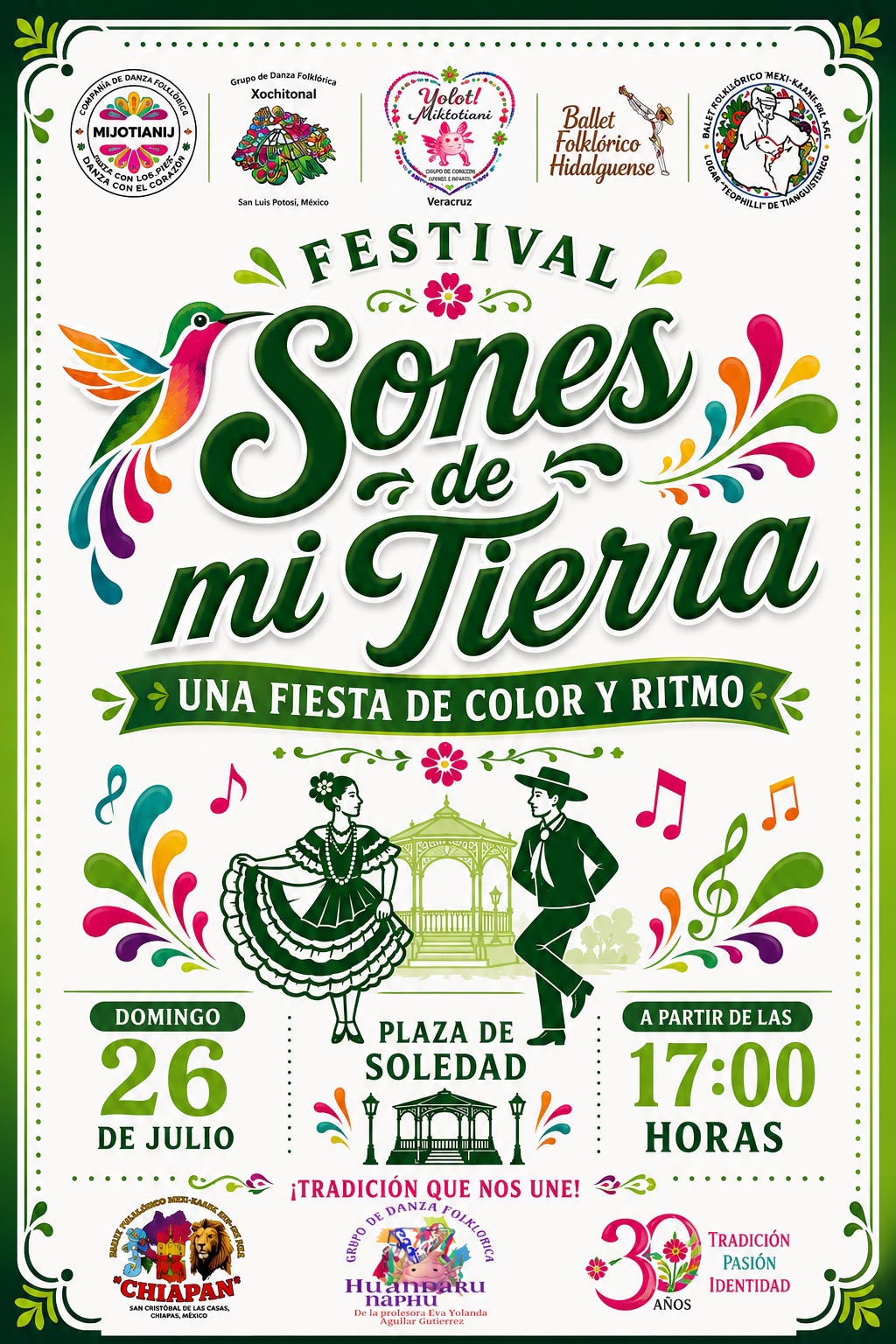 SOLEDAD INVITA A VIVIR EL DOMINGO CULTURAL CON EL FESTIVAL NACIONAL DE FOLCLOR «SONES DE MI TIERRA»
