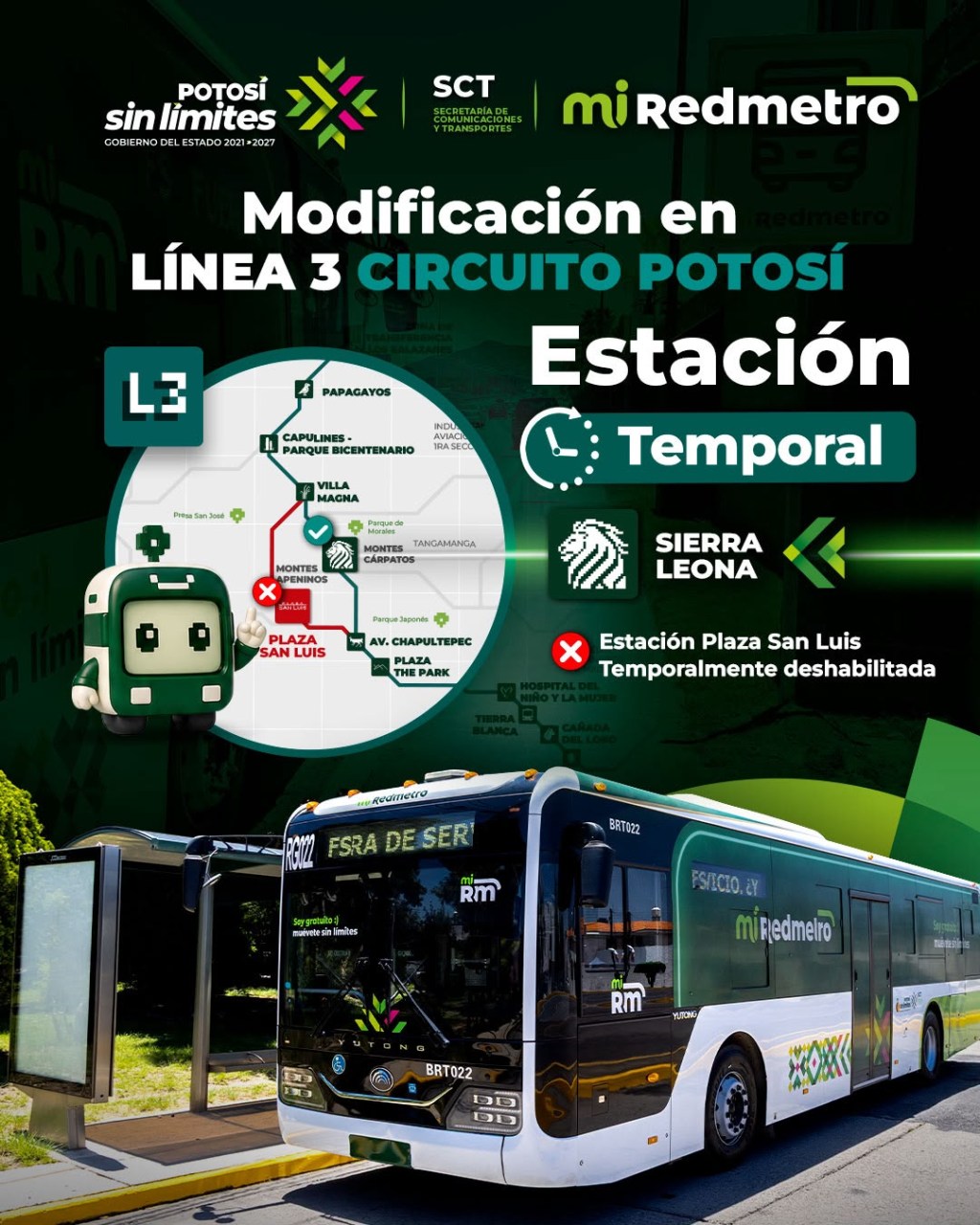 DESDE HOY, REDMETRO AJUSTA RECORRIDO DE LA LÍNEA 3