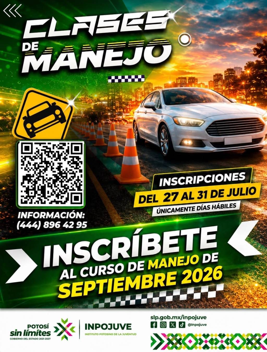 INPOJUVE ABRE REGISTRO PARA NUEVO CURSO DE MANEJO
