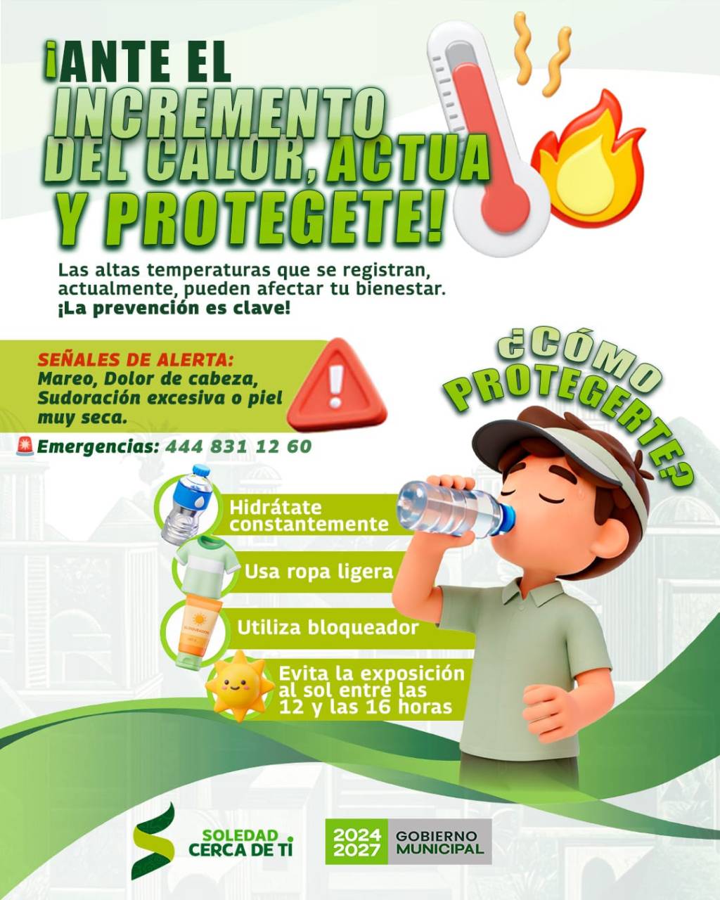 PROTECCIÓN CIVIL DE SOLEDAD REITERA RECOMENDACIONES POR ALTAS TEMPERATURAS