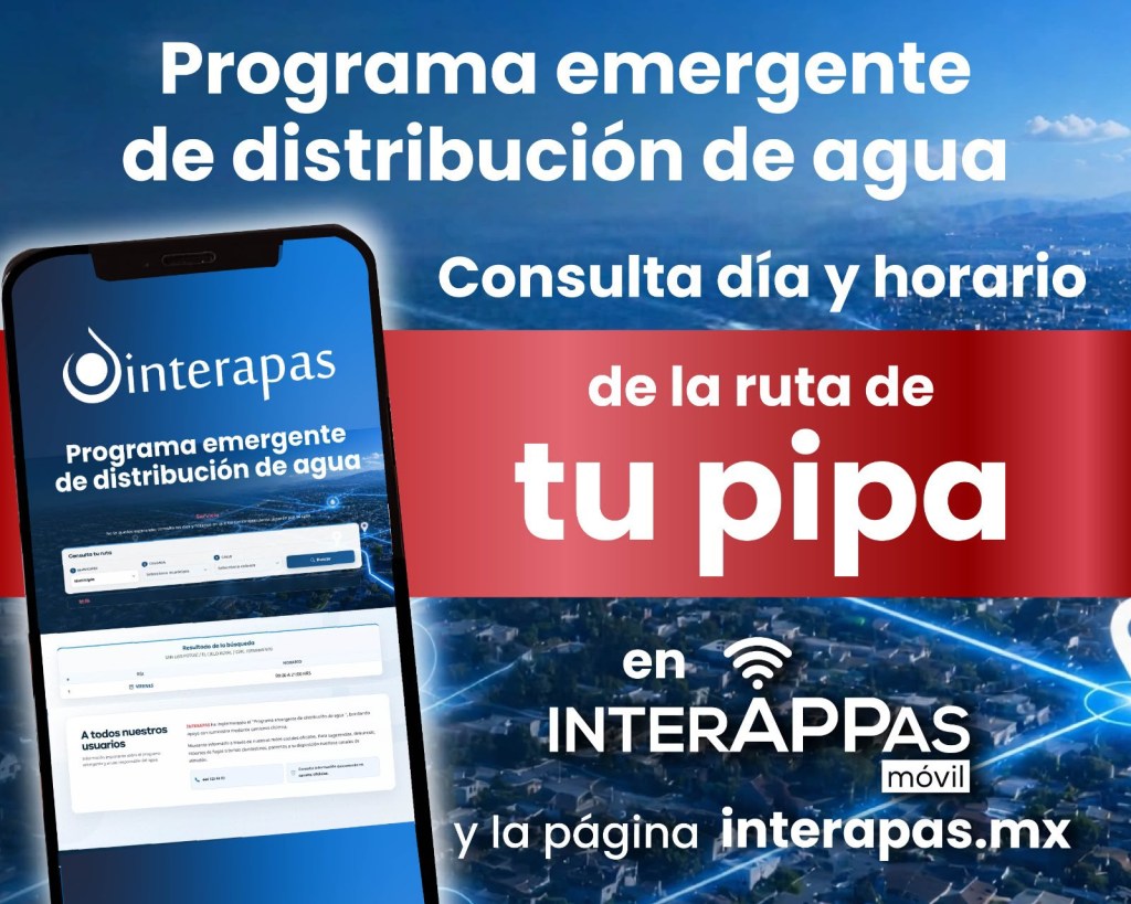 INTERAPAS lanza herramienta digital para consultar rutas y horarios de pipas