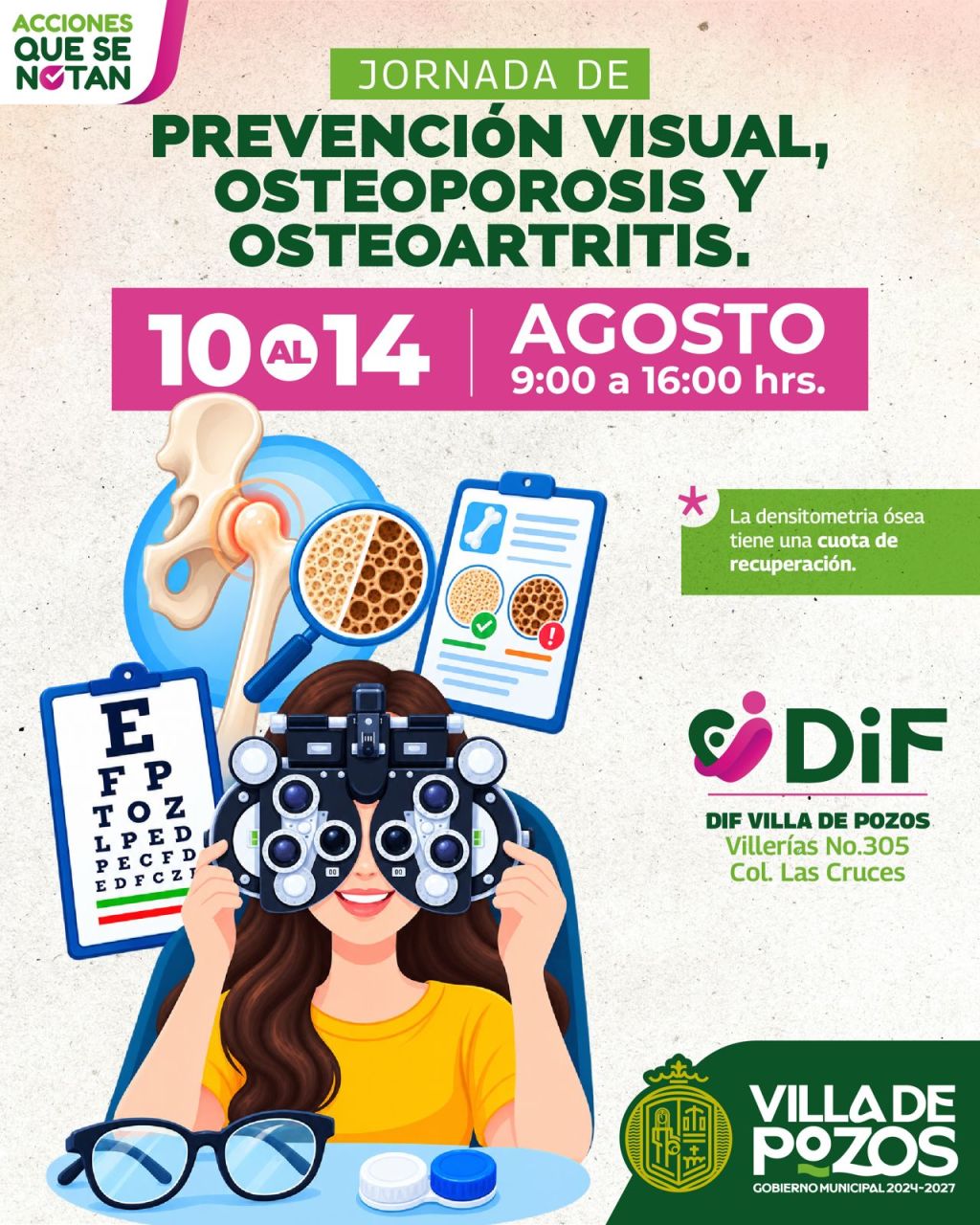 VILLA DE POZOS INVITA A JORNADA DE PREVENCIÓN VISUAL Y SALUD&nbsp;ÓSEA