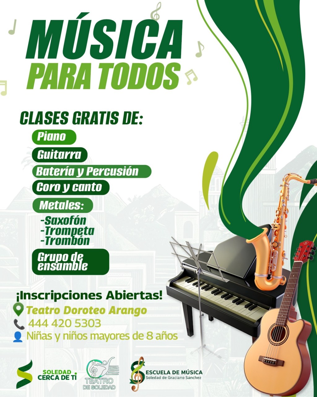 ESCUELA MUNICIPAL DE MÚSICA DE SOLEDAD BUSCA NUEVOS TALENTOS; ABRE INSCRIPCIONES GRATUITAS