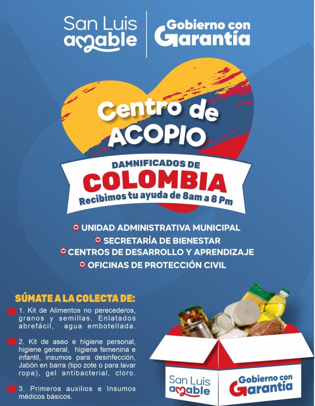 Gobierno de la Capital instala centros de acopio para personas damnificadas del sismo en Colombia