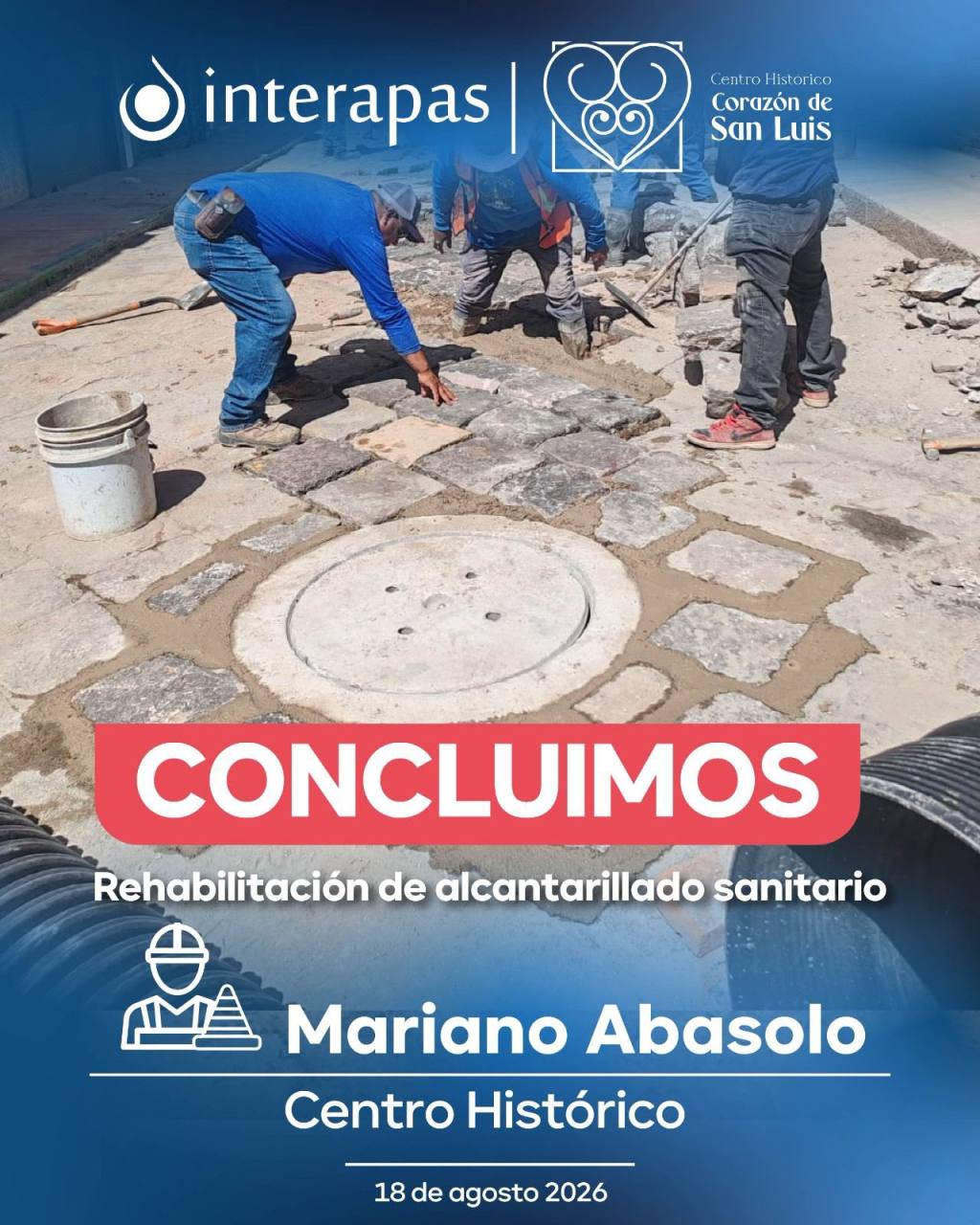 Con colocación de adoquín, INTERAPAS concluye rehabilitación de drenaje en calle&nbsp;Abasolo