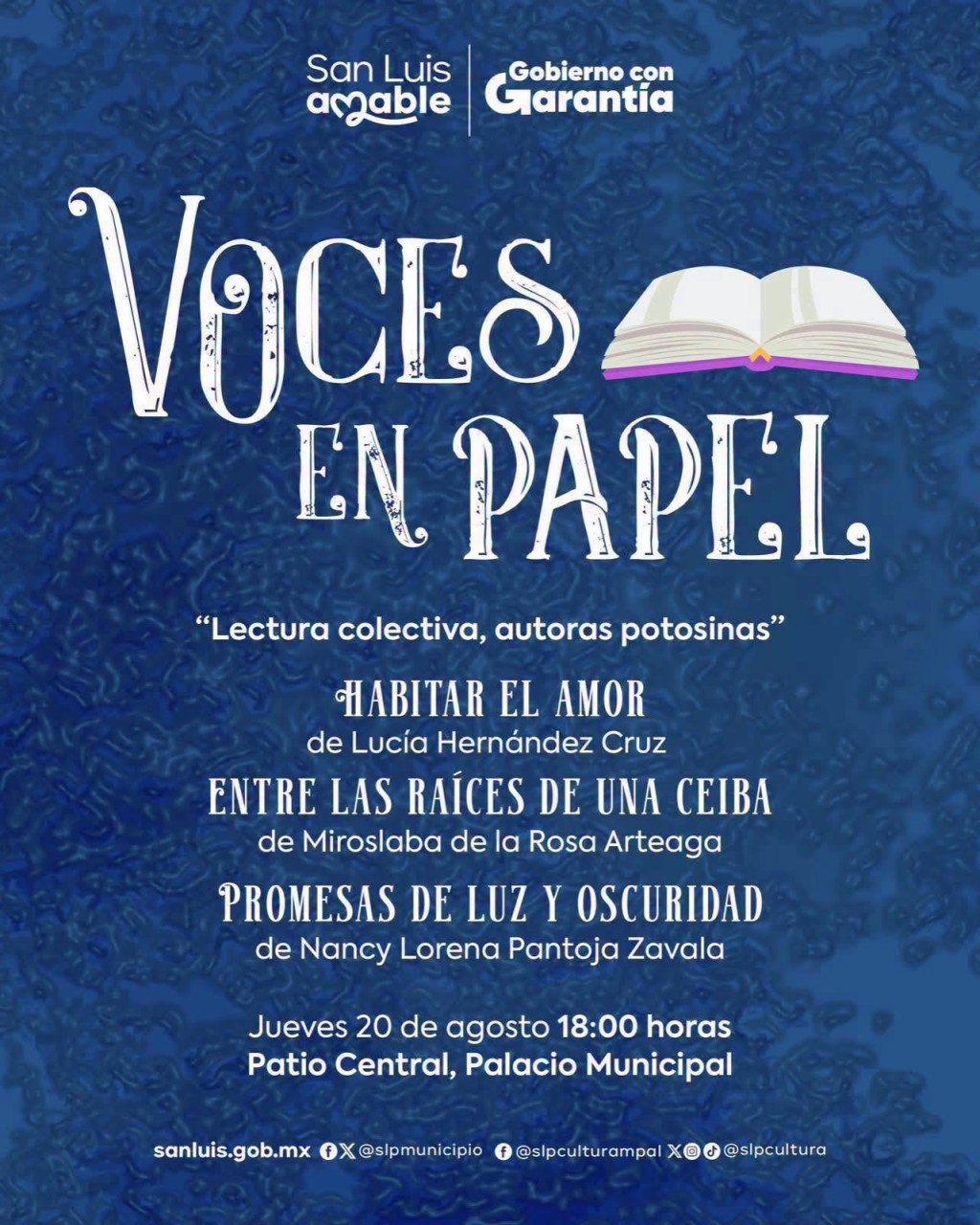 Invita Cultura Municipal a disfrutar de Jueves Literario con lectura colectiva de autoras potosinas.