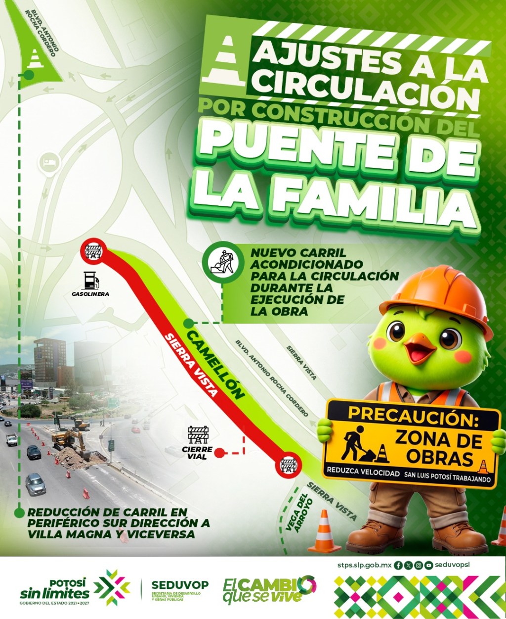 🚧 RUTAS ALTERNAS DURANTE LAS OBRAS DEL PUENTE DE LA FAMILIA