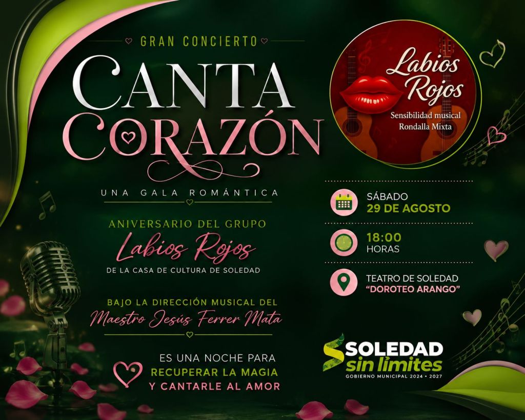 HOY, EL CONCIERTO “CANTA CORAZÓN” EN EL TEATRO DE&nbsp;SOLEDAD