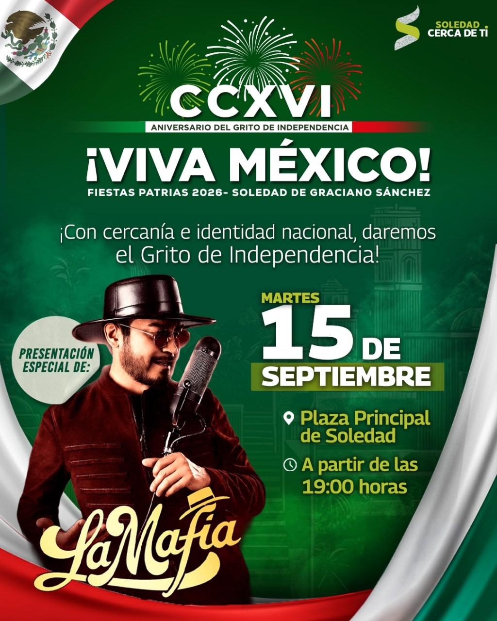 ALCALDE NAVARRO MUÑIZ INVITA A CELEBRAR LA NOCHE MEXICANA CON LA AGRUPACIÓN LA&nbsp;MAFIA