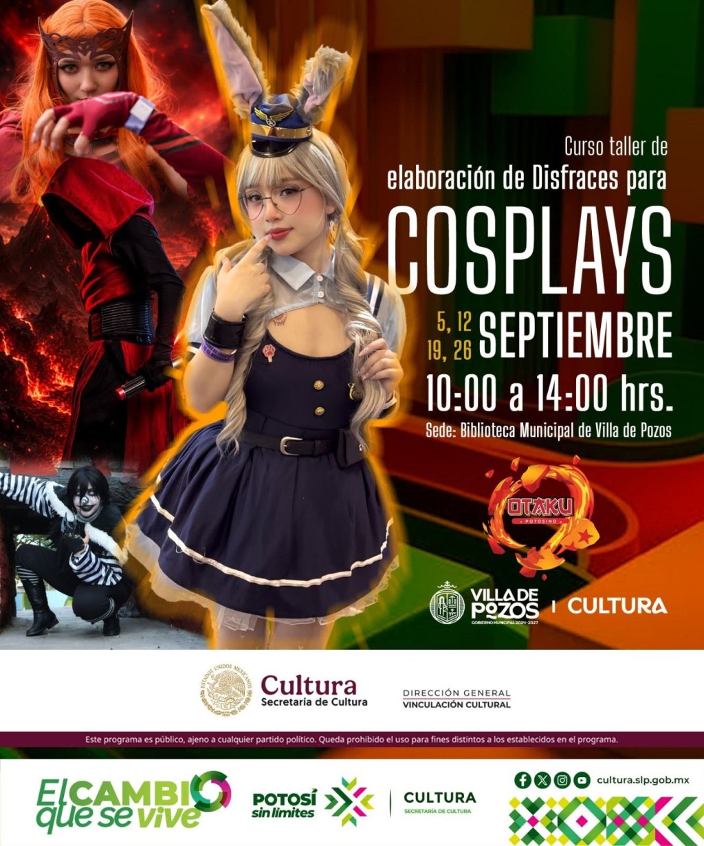 VILLA DE POZOS INVITA A PARTICIPAR EN CURSO DE ELABORACIÓN DE DISFRACES PARA&nbsp;COSPLAY