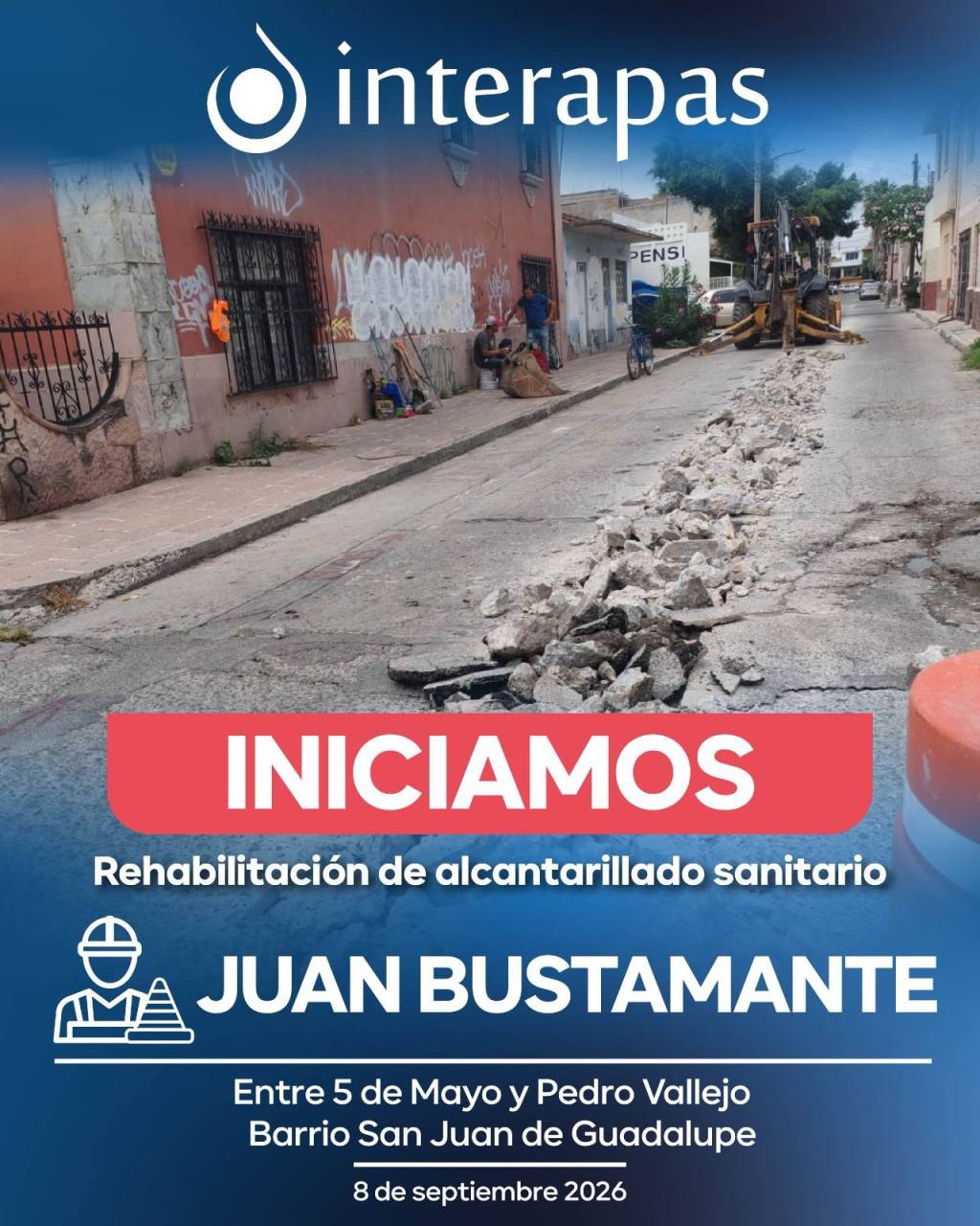 Transformación de drenaje llega ahora al barrio de San Juan de&nbsp;Guadalupe