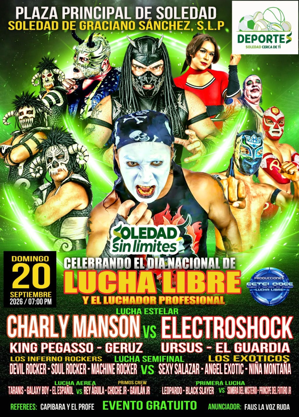SOLEDAD CELEBRARÁ EL DÍA NACIONAL DE LA LUCHA LIBRE CON UNA GRAN FUNCIÓN GRATUITA EN LA PLAZA PRINCIPAL
