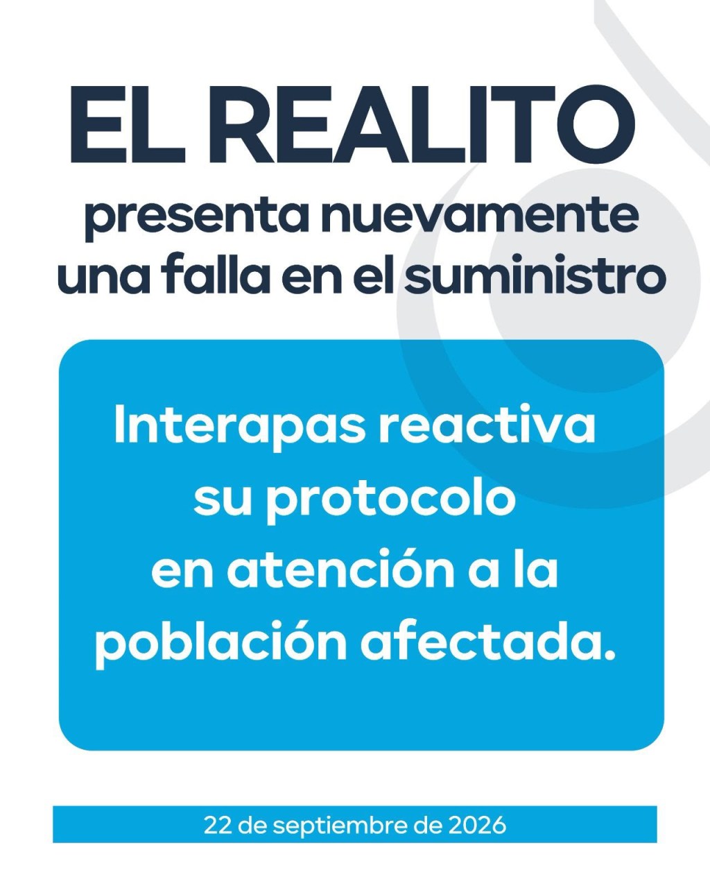El Realito” registra nueva falla tres días después de restablecer suministro